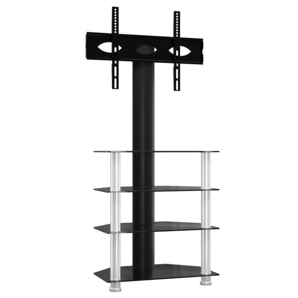The Living Store Tv-bänk hörn 4 hyllor för 32-70 tum svart och silver - TV-bänkar