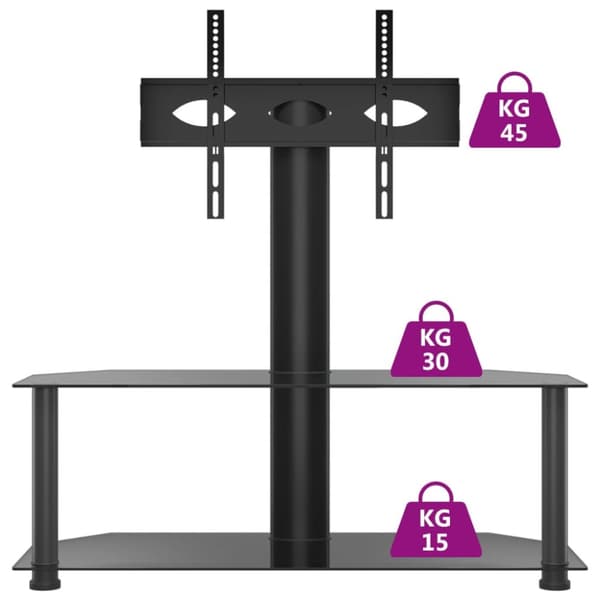 The Living Store tv-stativ til hjørne 2 hylder til 32"-70" sort - TV-møbler