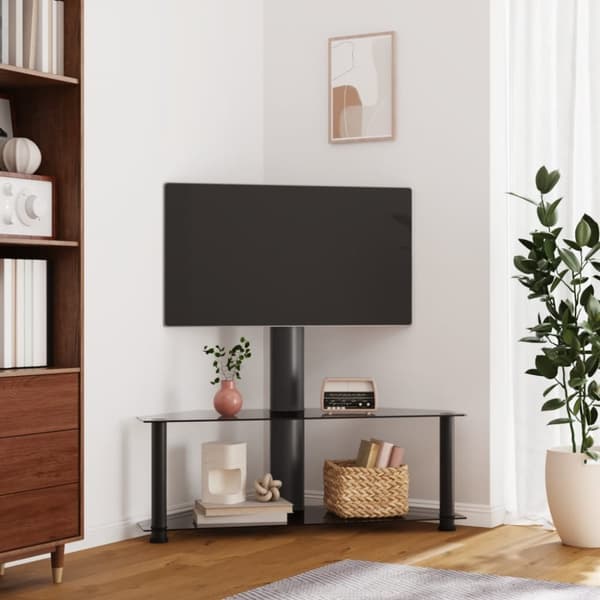 The Living Store tv-stativ til hjørne 2 hylder til 32"-70" sort - TV-møbler