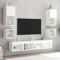 Miniatyrbillede 5 af 11: The Living Store sengebord med LED-lys væghængt hvid -  TV-møbler