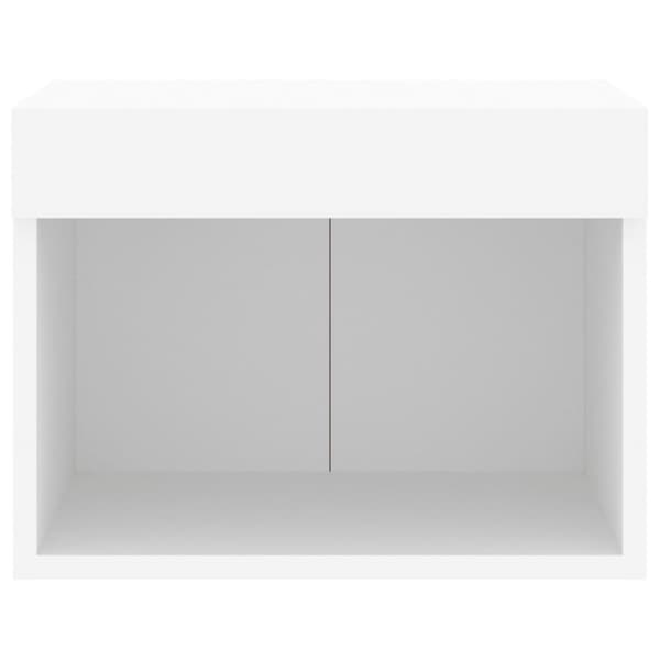 The Living Store sengebord med LED-lys væghængt hvid - TV-møbler