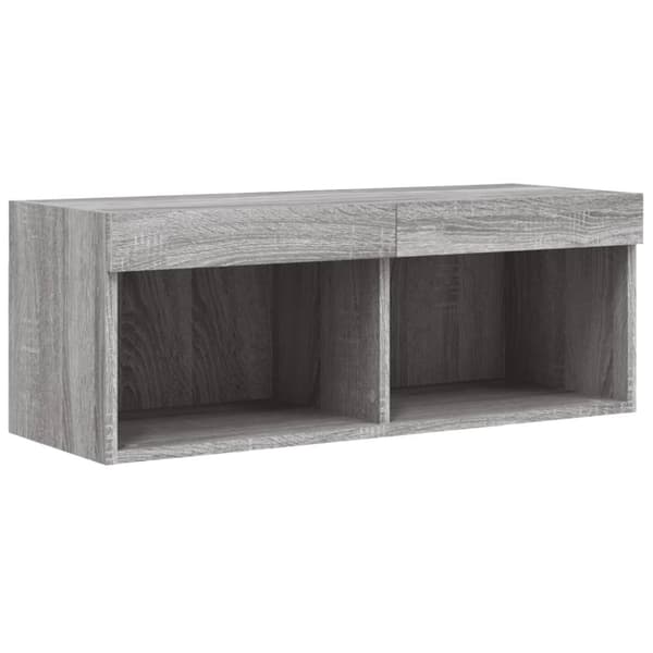 The Living Store TV-bänk med LED-belysning grå sonama 80x30x30 cm - TV-bänkar