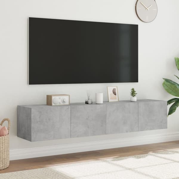 The Living Store Väggmonterad tv-bänk LED 2 st betonggrå 80x35x31 cm -  TV-bänkar