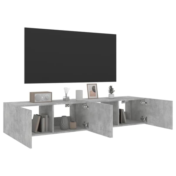The Living Store Väggmonterad tv-bänk LED 2 st betonggrå 80x35x31 cm -  TV-bänkar