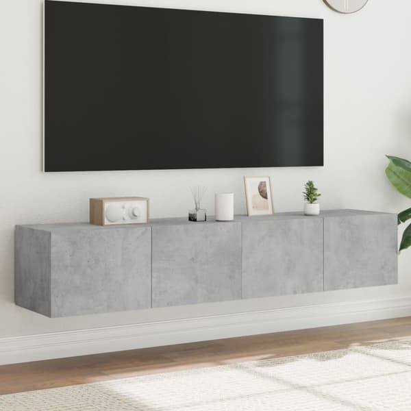 The Living Store Väggmonterad tv-bänk LED 2 st betonggrå 80x35x31 cm -  TV-bänkar