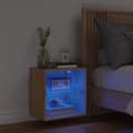 Miniatyrbild 4 av 11: The Living Store Väggmonterade sängbord med LED-lampor 2 st sonoma-ek -  TV-bänkar