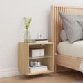 Miniatyrbild 5 av 11: The Living Store Väggmonterade sängbord med LED-lampor 2 st sonoma-ek -  TV-bänkar