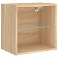 Miniatyrbild 7 av 11: The Living Store Väggmonterade sängbord med LED-lampor 2 st sonoma-ek -  TV-bänkar