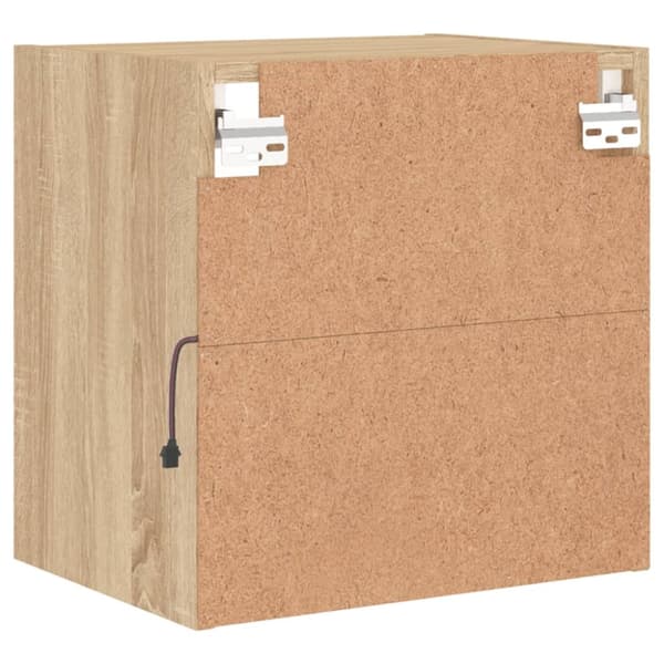 The Living Store Väggmonterade sängbord med LED-lampor 2 st sonoma-ek -  TV-bänkar