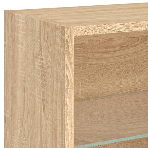 The Living Store Väggmonterade sängbord med LED-lampor 2 st sonoma-ek - TV-bänkar
