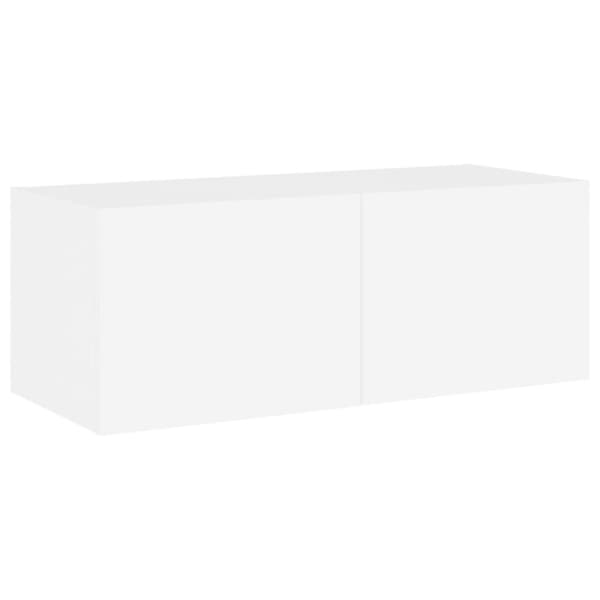 The Living Store væghængt tv-bord med LED-lys 80x35x31 cm hvid -  TV-møbler