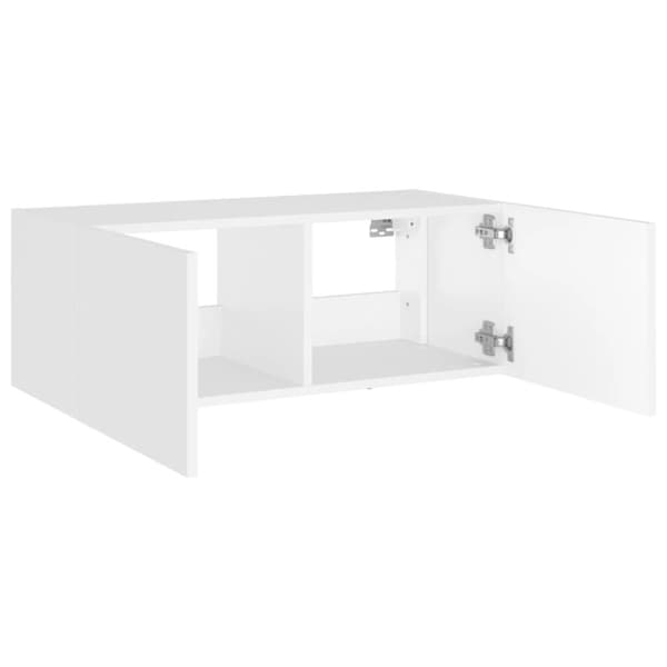 The Living Store væghængt tv-bord med LED-lys 80x35x31 cm hvid -  TV-møbler