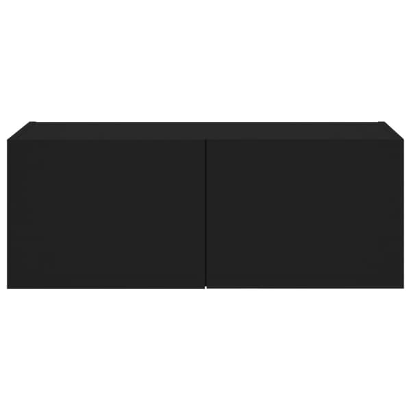 The Living Store væghængt tv-bord med LED-lys 80x35x31 cm sort -  TV-møbler