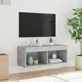 Miniatyrbillede 6 af 11: The Living Store sengebord med LED-lys 80x30x30 cm betongrå -  TV-møbler