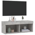 Miniatyrbillede 7 af 11: The Living Store sengebord med LED-lys 80x30x30 cm betongrå -  TV-møbler
