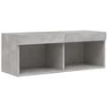 Miniatyrbillede 8 af 11: The Living Store sengebord med LED-lys 80x30x30 cm betongrå -  TV-møbler