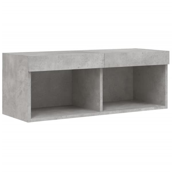 The Living Store sengebord med LED-lys 80x30x30 cm betongrå -  TV-møbler