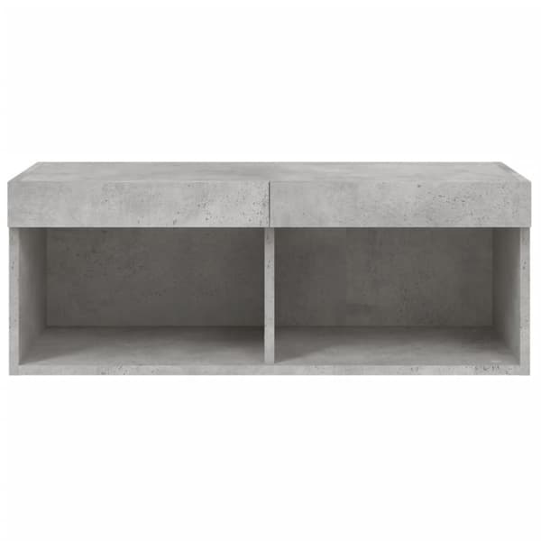The Living Store sengebord med LED-lys 80x30x30 cm betongrå - TV-møbler
