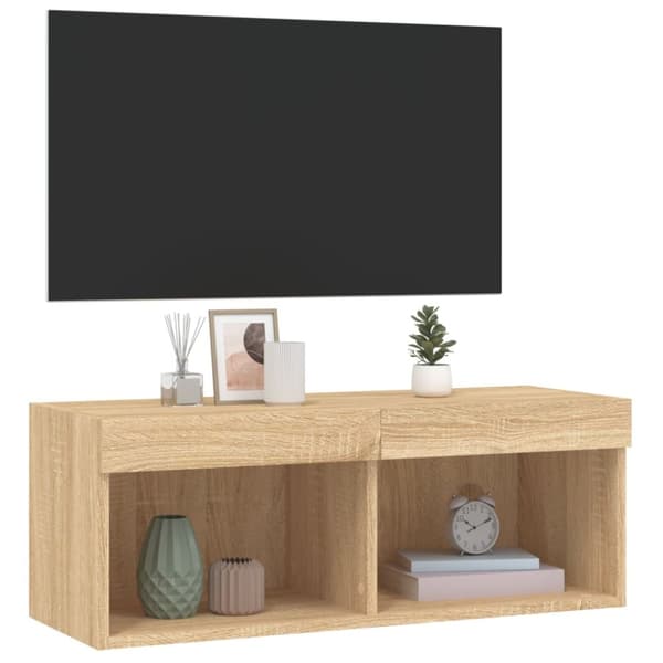 The Living Store Tv-bänk med LED-belysning sonoma-ek 80x30x30 cm -  TV-bänkar