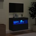 Miniatyrbild 5 av 11: The Living Store Väggmonterad tv-bänk LED svart 60x30x40 cm -  TV-bänkar