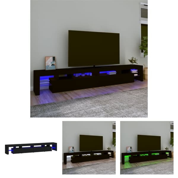 The Living Store Tv-bänk med LED-belysning svart 260x36,5x40 cm -  TV-bänkar