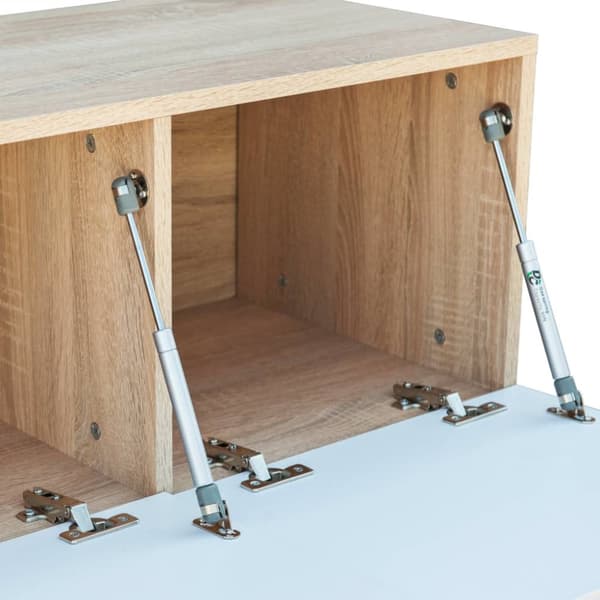 The Living Store TV-skab spånplade 120 x 40 x 34 cm højglans hvid og eg -  TV-møbler
