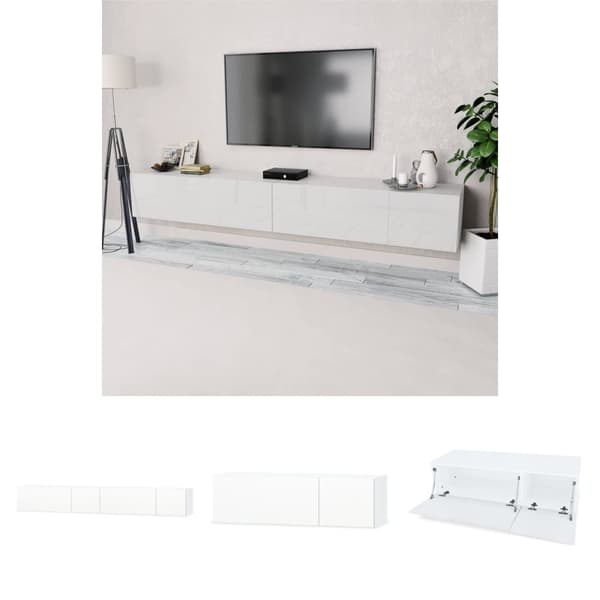 The Living Store TV-bänkar 2 st spånskiva 120x40x34 cm vit högglans - TV-bänkar