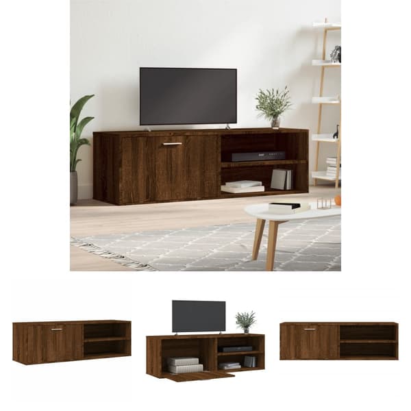The Living Store tv-bord 120x34x37 cm konstrueret træ brun egetræsfarve - TV-møbler