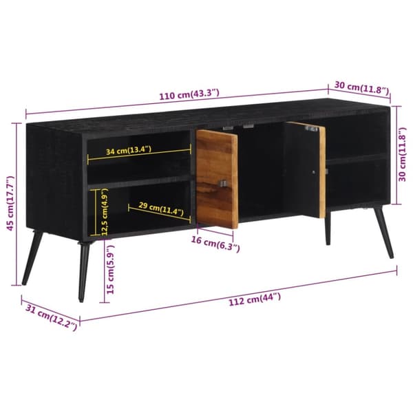 The Living Store tv-bord 112x31x45 cm massivt genbrugsteak -  TV-møbler