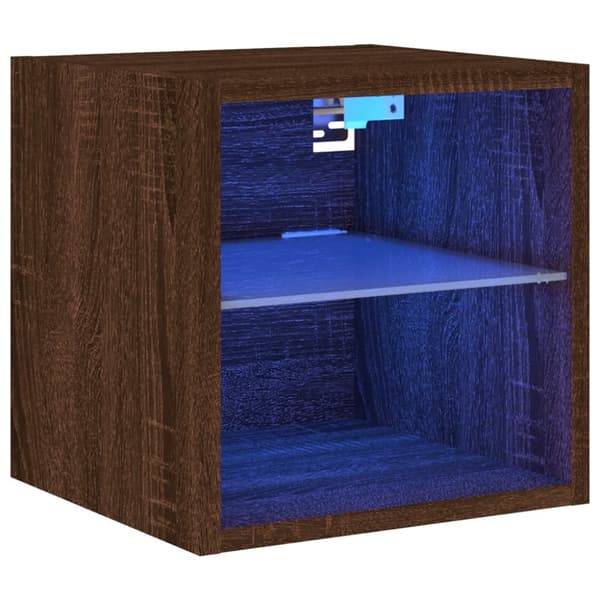 The Living Store TV-seinäkaappi LED-valoilla ruskea tammi 30x28,5x30 cm -  TV-tasot