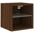 Pikkukuva 8 / 11: The Living Store TV-seinäkaappi LED-valoilla ruskea tammi 30x28,5x30 cm -  TV-tasot