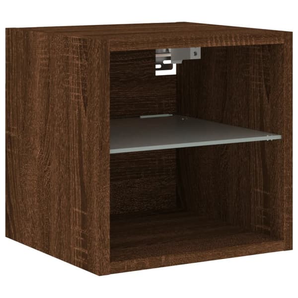 The Living Store TV-seinäkaappi LED-valoilla ruskea tammi 30x28,5x30 cm -  TV-tasot