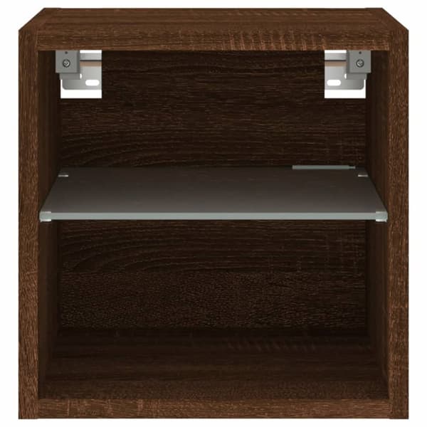 The Living Store TV-seinäkaappi LED-valoilla ruskea tammi 30x28,5x30 cm -  TV-tasot