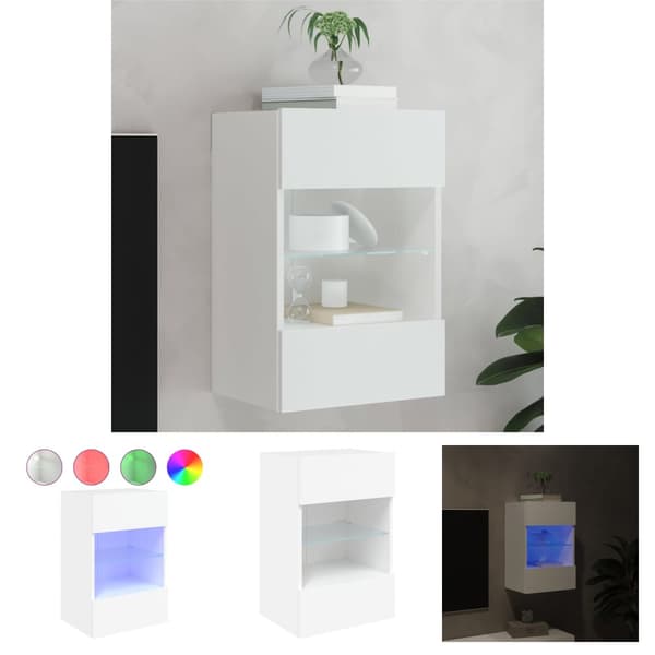 The Living Store Väggmonterad tv-bänk LED vit 40x30x60,5 cm -  TV-bänkar