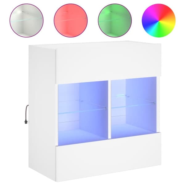 The Living Store Väggmonterad tv-bänk LED vit 58,5x30x60,5 cm - TV-bänkar