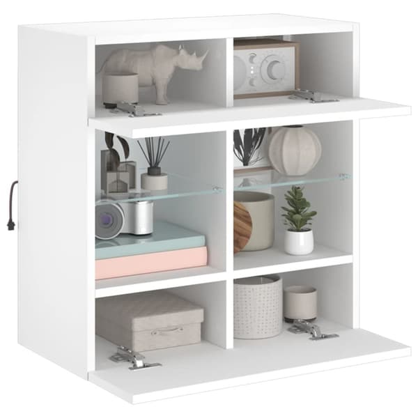 The Living Store Väggmonterad tv-bänk LED vit 58,5x30x60,5 cm - TV-bänkar