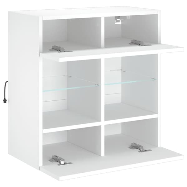The Living Store Väggmonterad tv-bänk LED vit 58,5x30x60,5 cm -  TV-bänkar