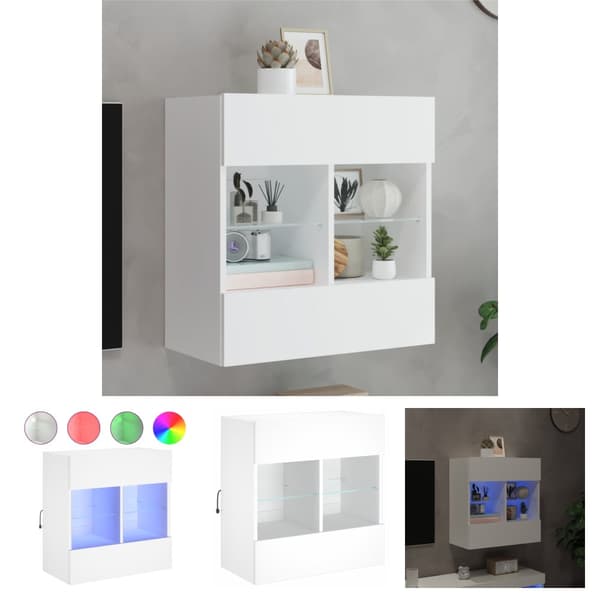 The Living Store Väggmonterad tv-bänk LED vit 58,5x30x60,5 cm - TV-bänkar