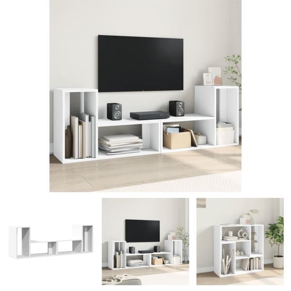 The Living Store tv-borde 2 stk. 75x30x50 cm konstrueret træ hvid -  TV-møbler