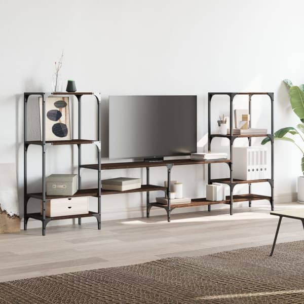 The Living Store TV-skåp brun ek 206,5x28,5x95 cm konstruerat trä -  TV-bänkar