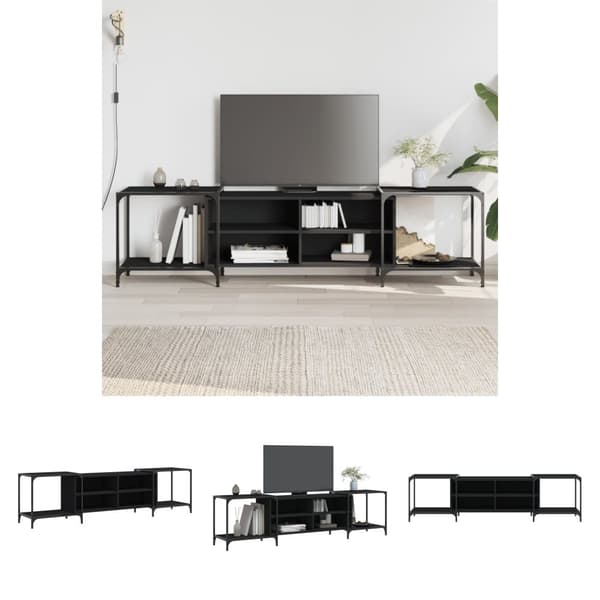 The Living Store Tv-bänk svart 203x37x50 cm konstruerat trä -  TV-bänkar