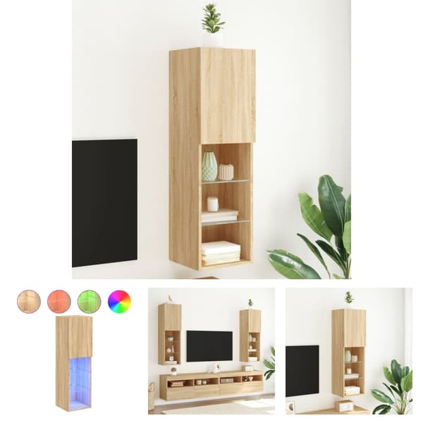 The Living Store Tv-bänk med LED-belysning sonoma-ek 30,5x30x102 cm -  TV-bänkar