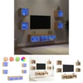 Miniatyrbillede 1 af 11: The Living Store tv-møbel til væg 7 dele med LED-lys konstrueret træ sonoma-eg -  TV-møbler