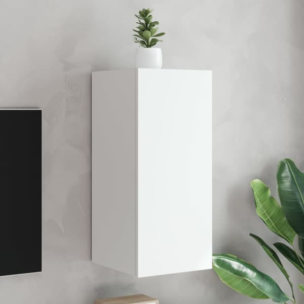 The Living Store væghængt tv-bord med LED-lys 30,5x35x70 hvid -  TV-møbler