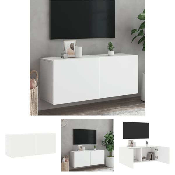 The Living Store væghængt tv-bord 100x30x41 cm hvid -  TV-møbler