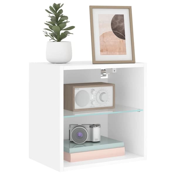 The Living Store Väggmonterade sängbord LED-lampor 2 st vit - TV-bänkar