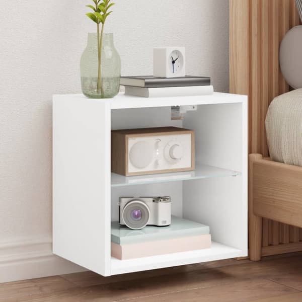 The Living Store Väggmonterade sängbord LED-lampor 2 st vit - TV-bänkar