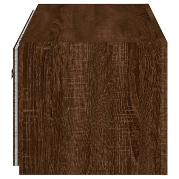 The Living Store væghængt tv-bord med LED-lys 80x35x31 cm brun egetræsfarve - TV-møbler
