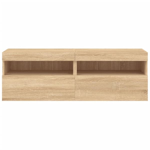 The Living Store Väggmonterad tv-bänk LED 2 st sonoma-ek 60x30x40 cm - TV-bänkar