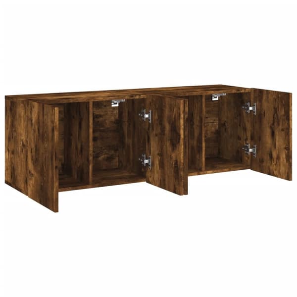 The Living Store Väggmonterad tv-bänk 2 st rökfärgad ek 60x30x41 cm - TV-bänkar